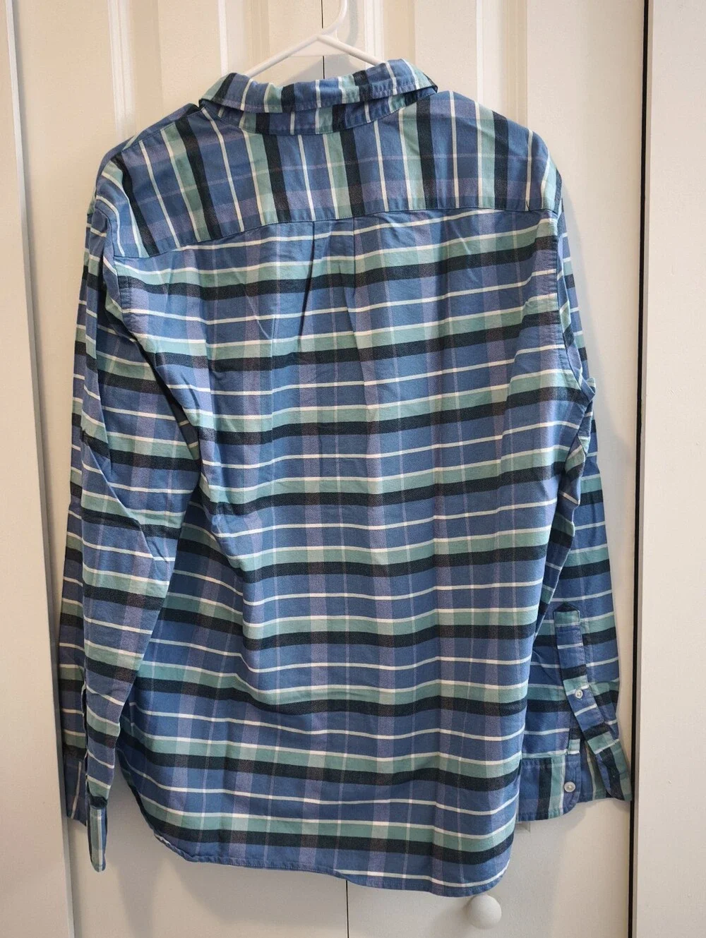J. Crew Blue & Green Plaid Button-Down Shirt Flex Oxford